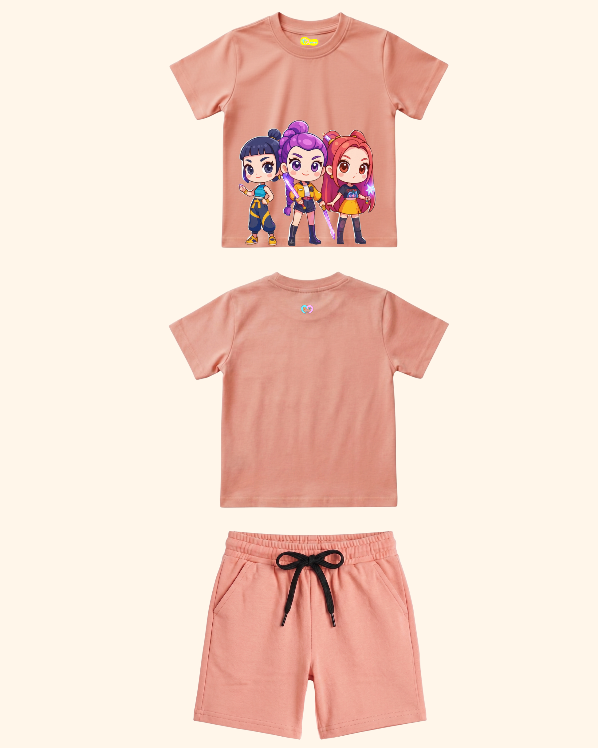 Pop Star Chase Kids Co-Ord Set in Peach Color by Creative Momaa