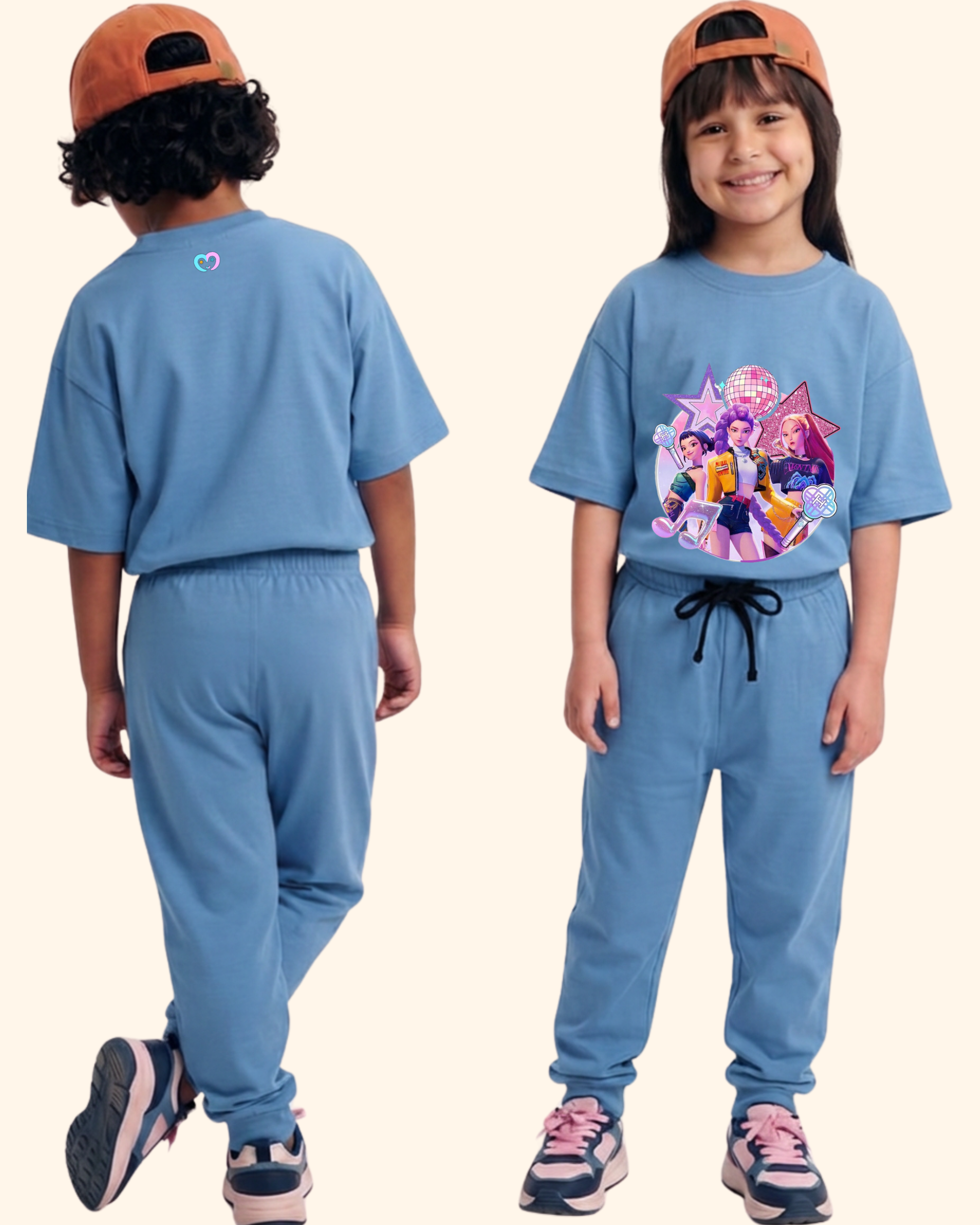 K-Pop Star Crew kids co-ord set in Blue Color by Creative Momaa
