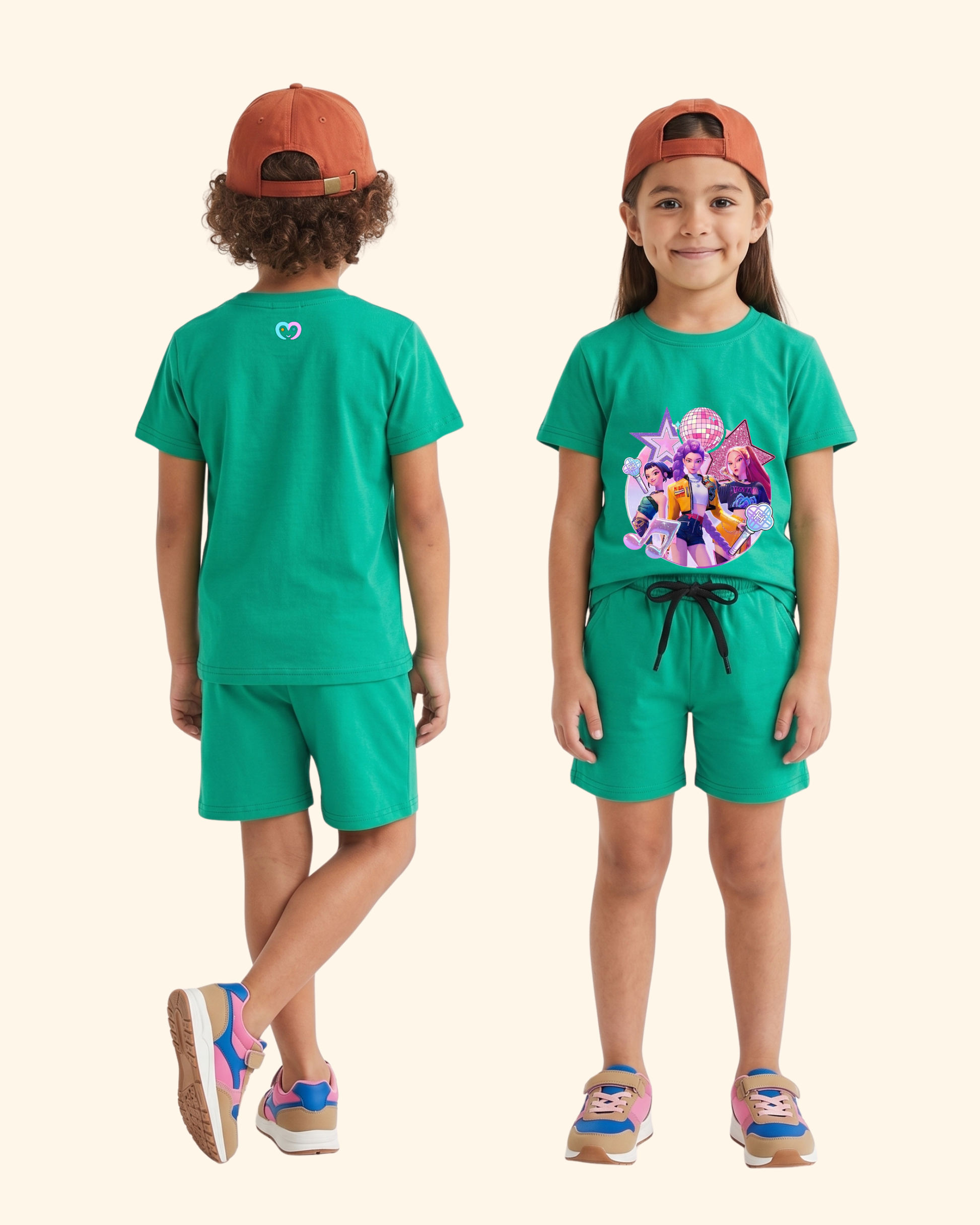 K-Pop Star Crew kids co-ord set in Green Color by Creative Momaa