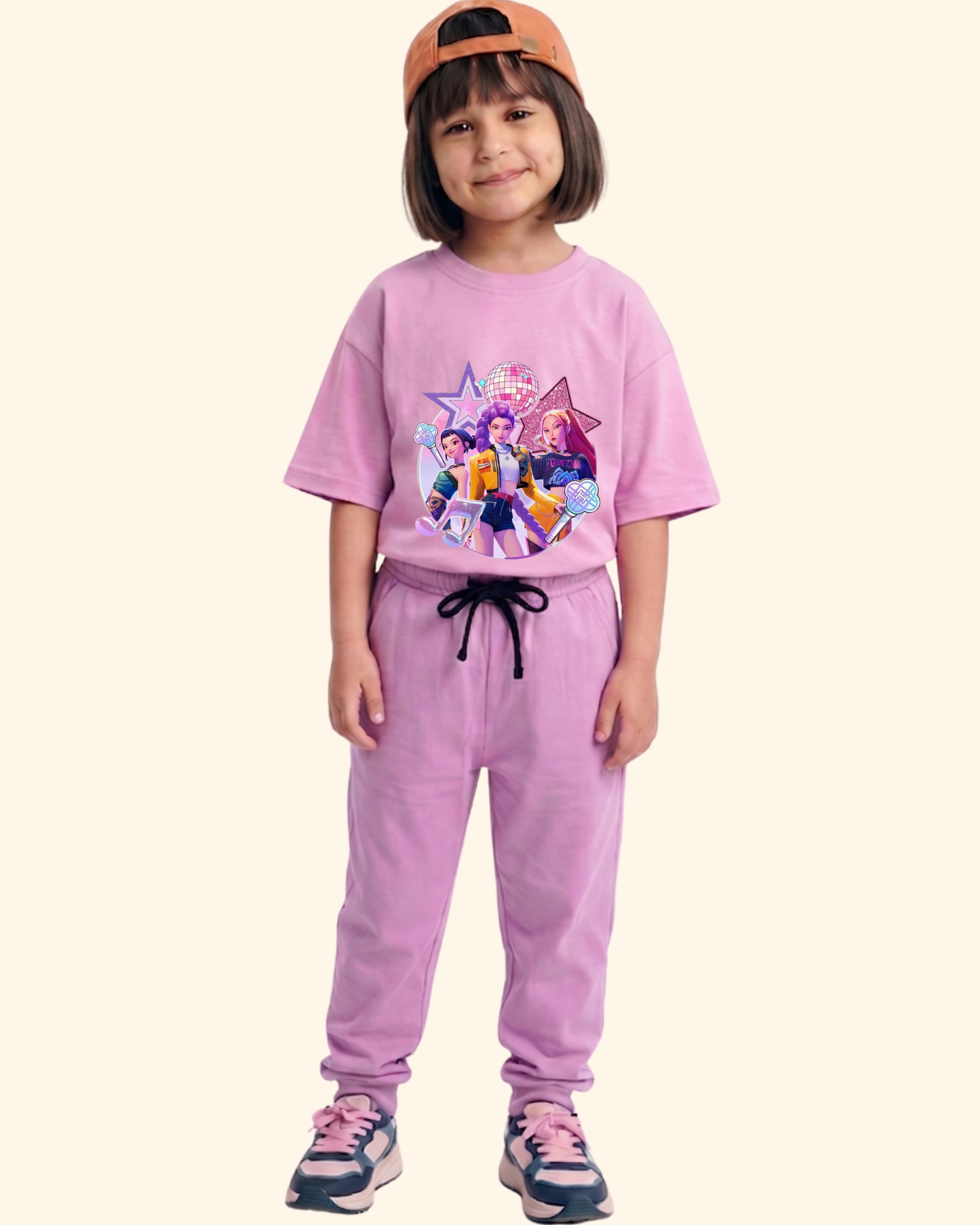 K-Pop Star Crew kids co-ord set in Lavender Color by Creative Momaa