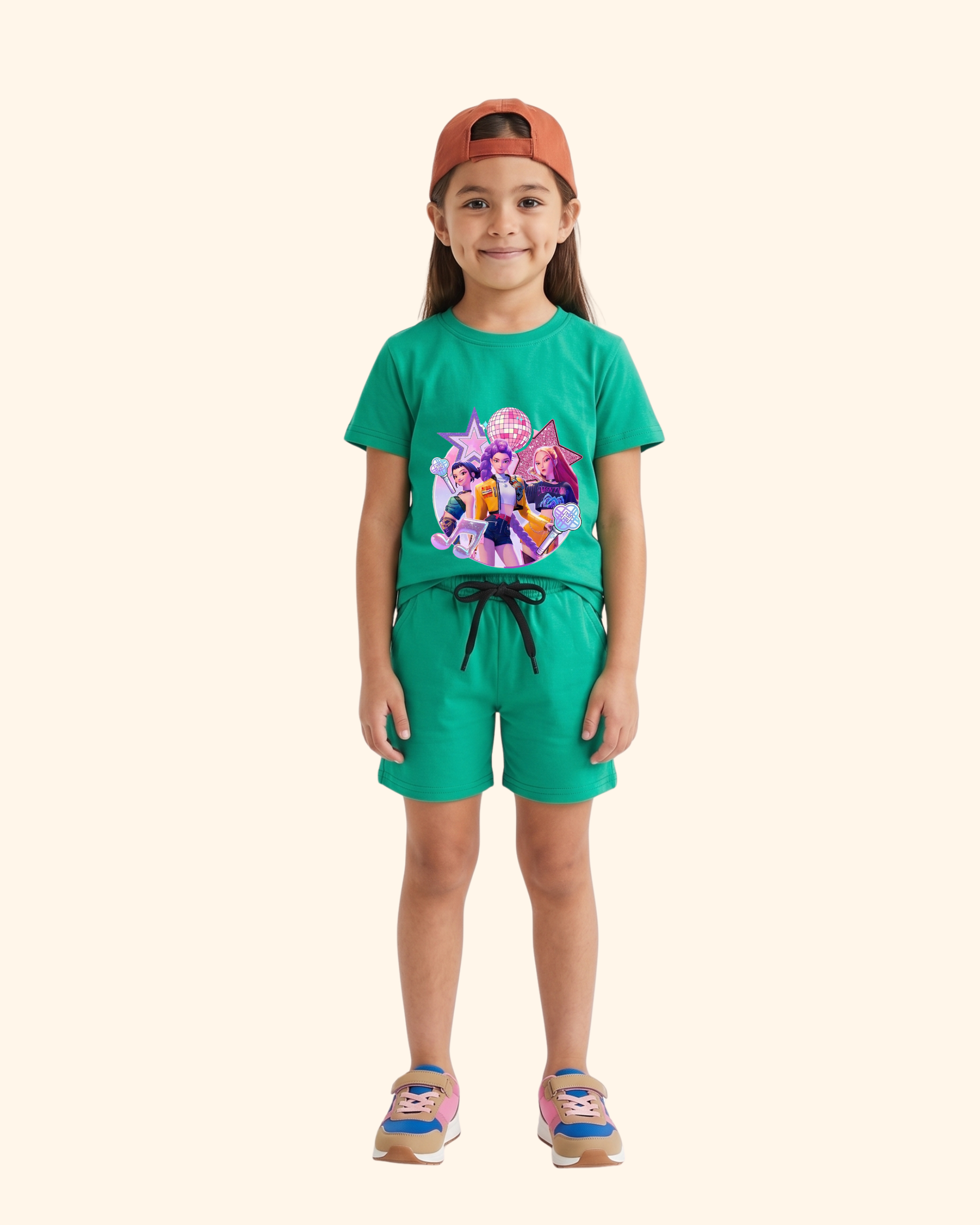 K-Pop Star Crew kids co-ord set in Green Color by Creative Momaa