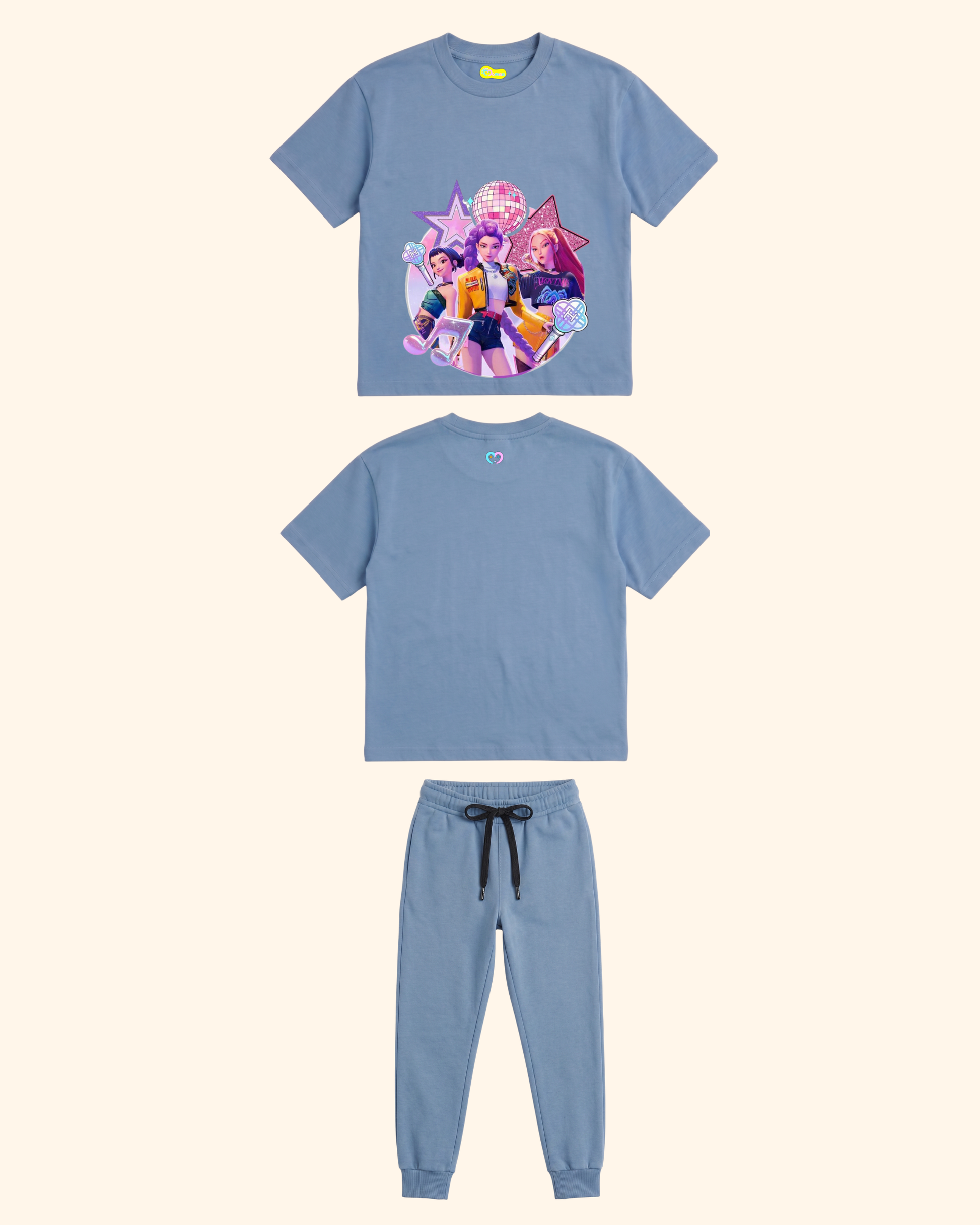 K-Pop Star Crew kids co-ord set in Blue Color by Creative Momaa