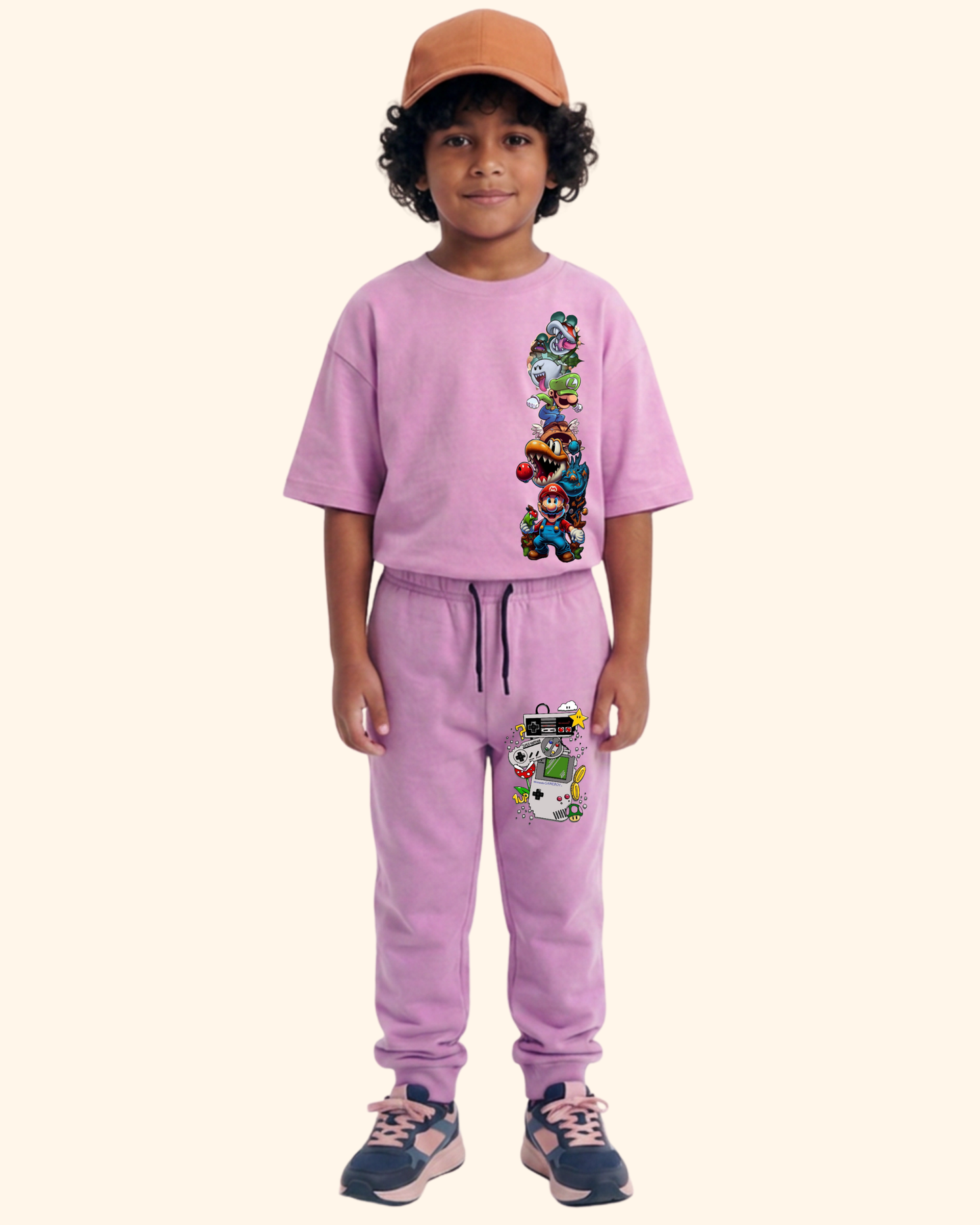 Pixel Power Play Kids Co-Ord Set in Lavender Color by Creative Momaa