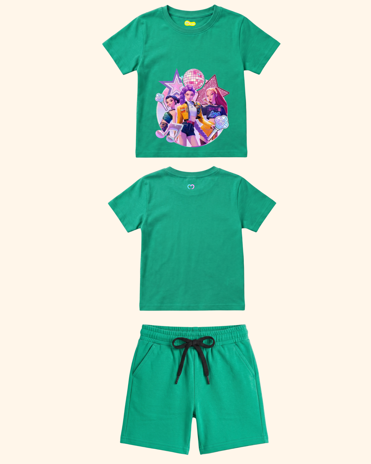 K-Pop Star Crew kids co-ord set in Green Color by Creative Momaa