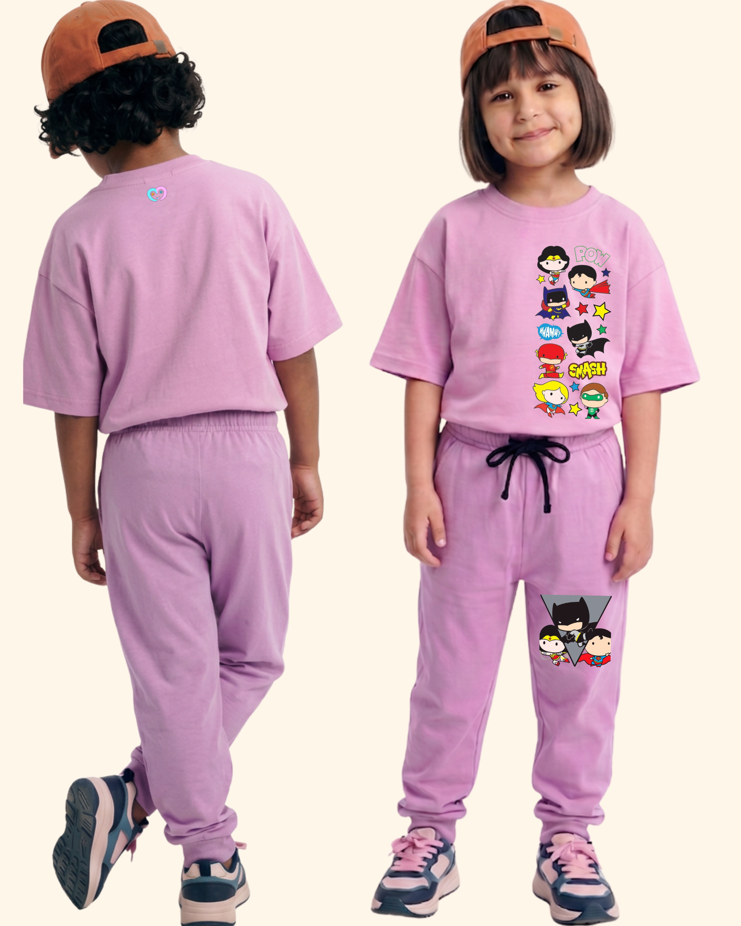 Mini Marvel Crew Kids Co-Ord Set in Lavender Color by Creative Momaa