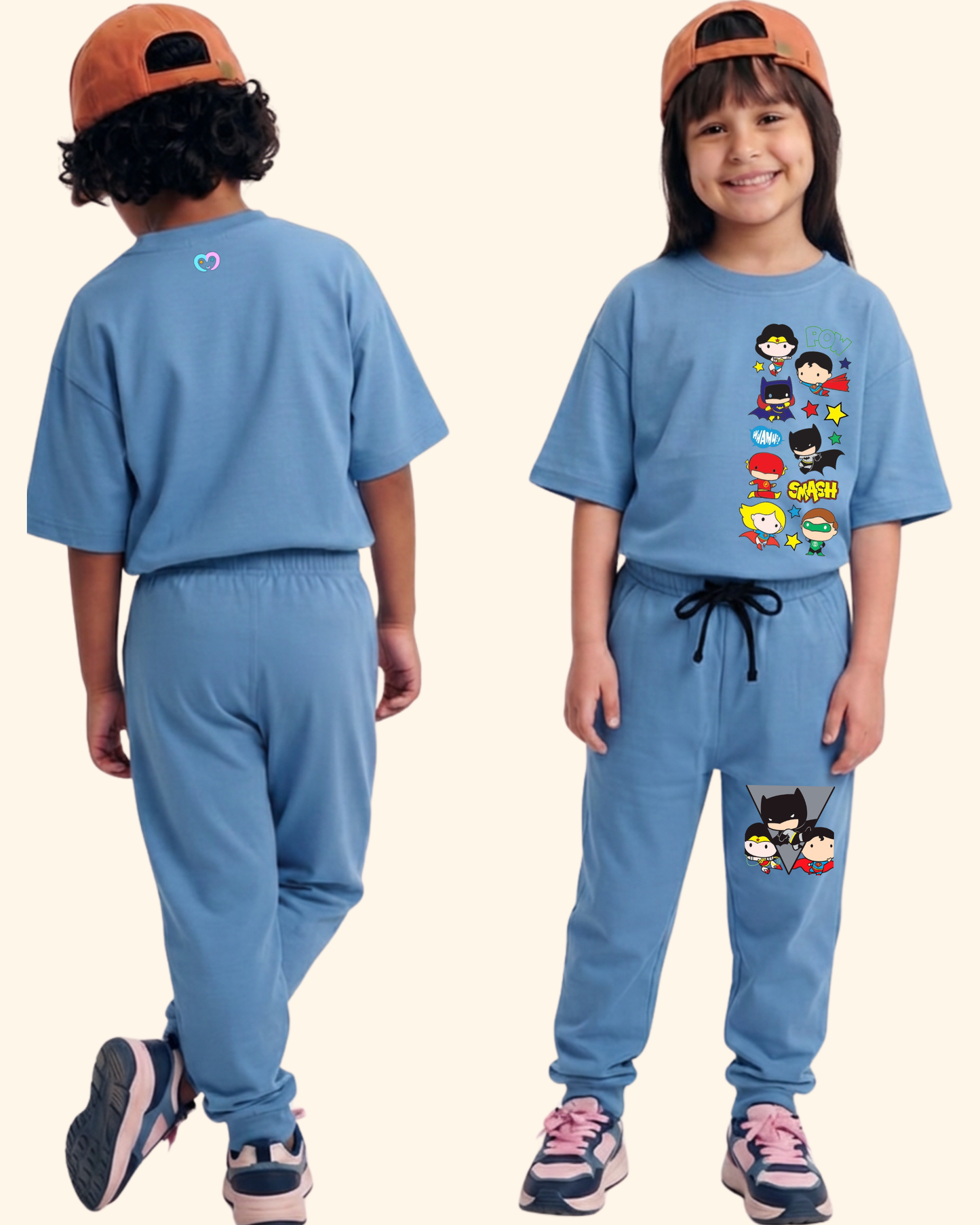 Mini Marvel Crew Kids Co-Ord Set in Blue Color by Creative Momaa