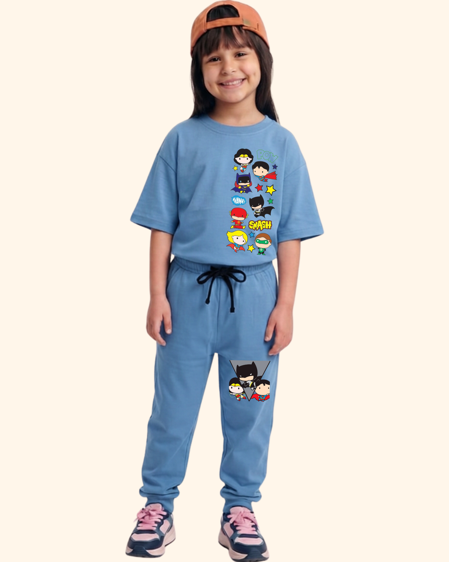 Mini Marvel Crew Kids Co-Ord Set in Blue Color by Creative Momaa