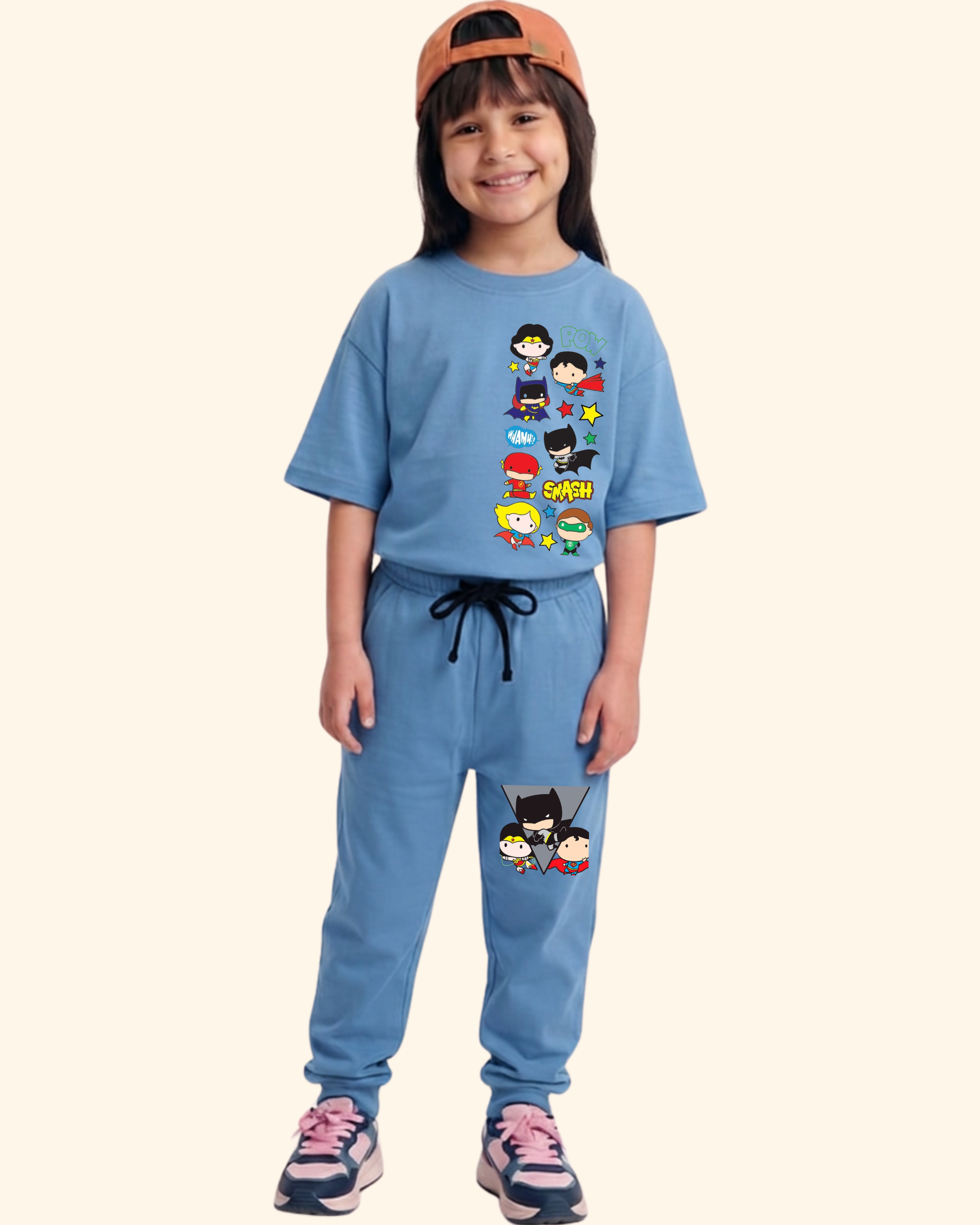 Mini Marvel Crew Kids Co-Ord Set in Blue Color by Creative Momaa