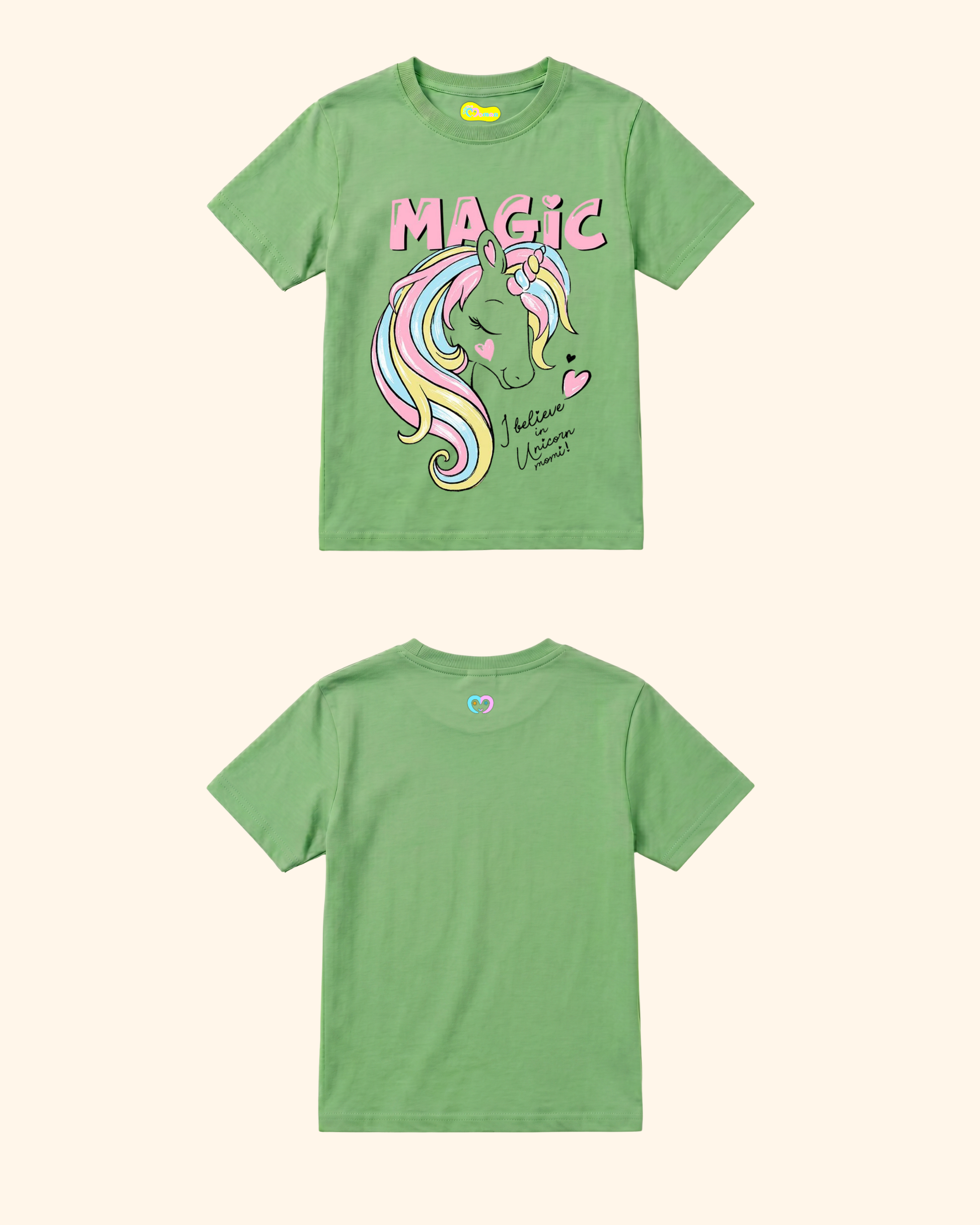 Unicorn Fairy Magic Kids T-Shirt in Apple Green Color by Creative Momaa