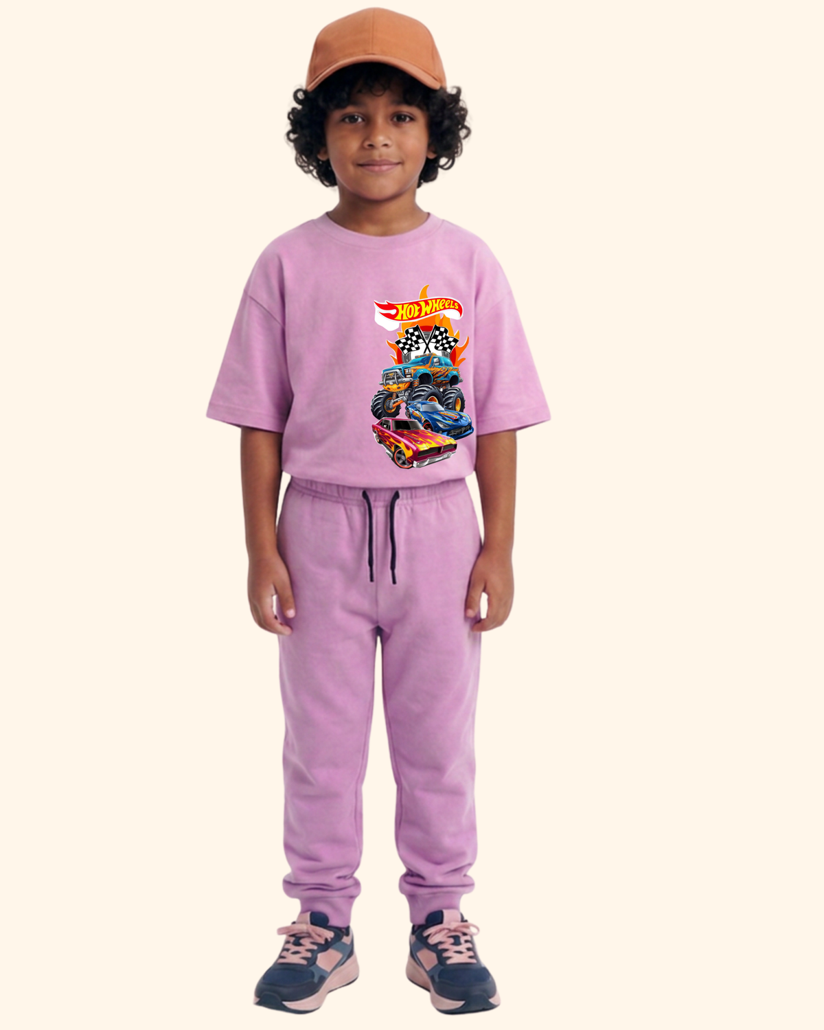 Race Track Rebels Kids Co-Ord Set in Lavender Color by Creative Momaa