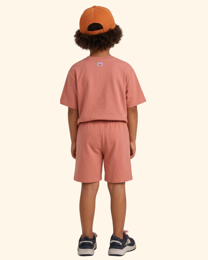 Race Track Rebels Kids Co-Ord Set in Peach Color by Creative Momaa