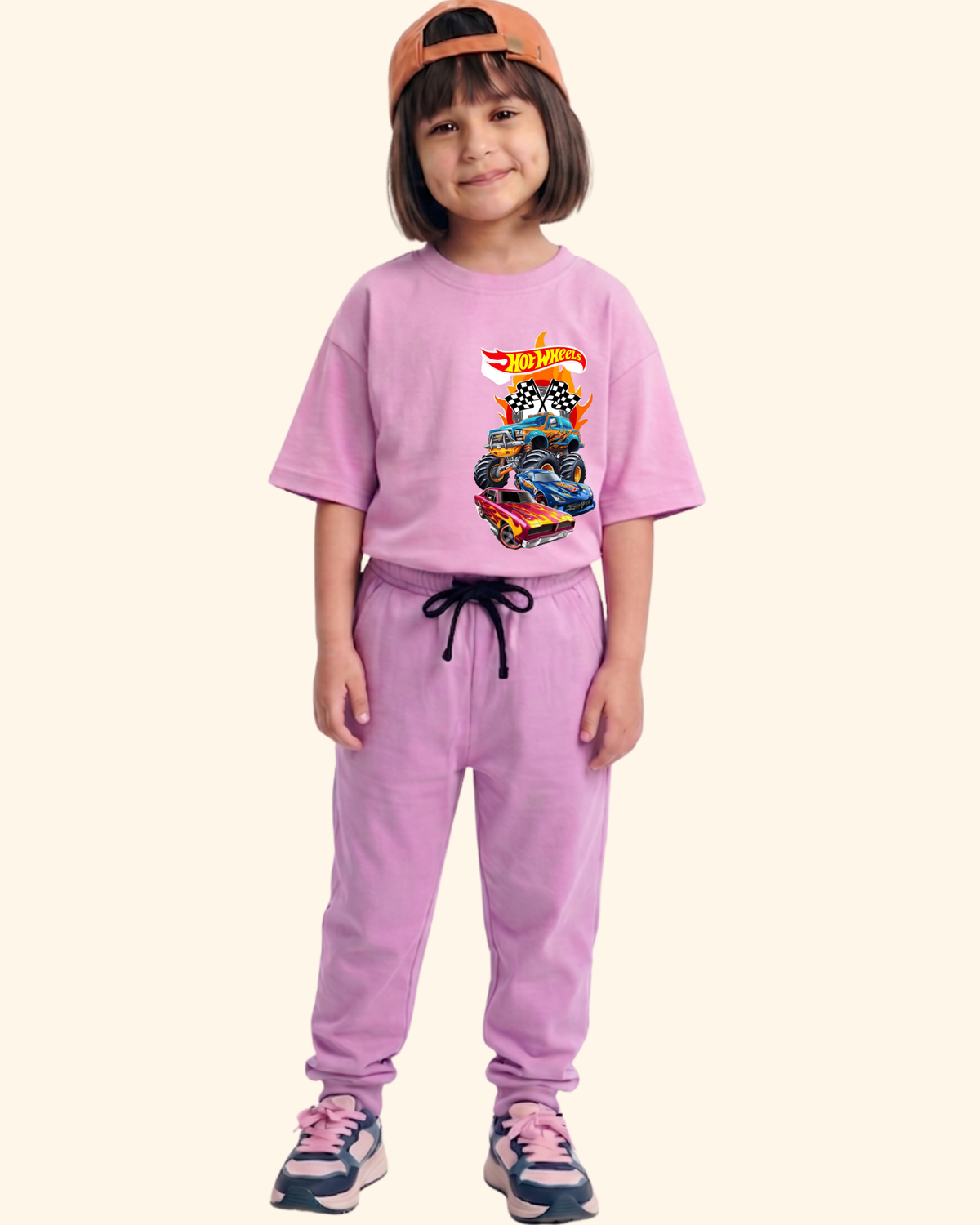 Race Track Rebels Kids Co-Ord Set in Lavender Color by Creative Momaa