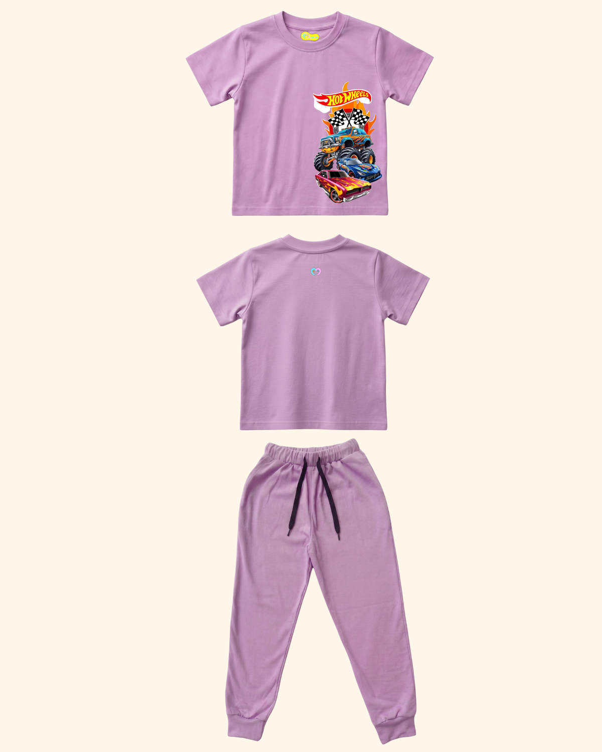 Race Track Rebels Kids Co-Ord Set in Lavender Color by Creative Momaa