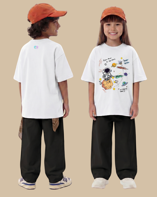 Space Mission Crew kids T-shirt in White Color by Creative Momaa