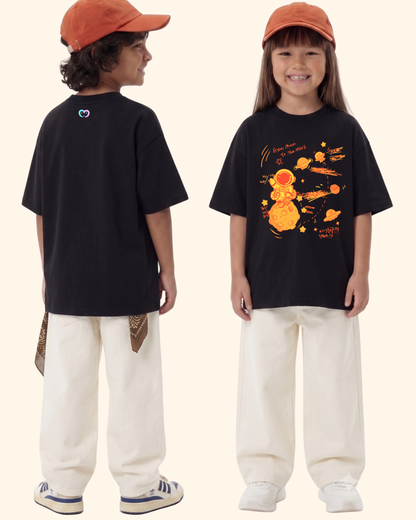 Space Mission Crew kids T-shirt in Black Color by Creative Momaa