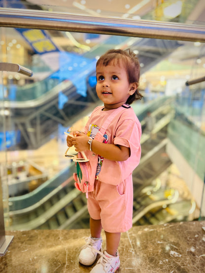 Kids Peach Coord Set - Shorts