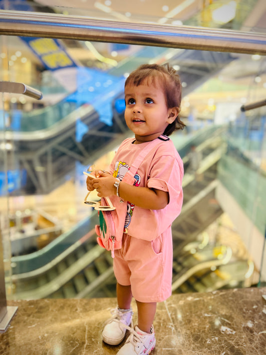 Kids Peach Coord Set - Shorts