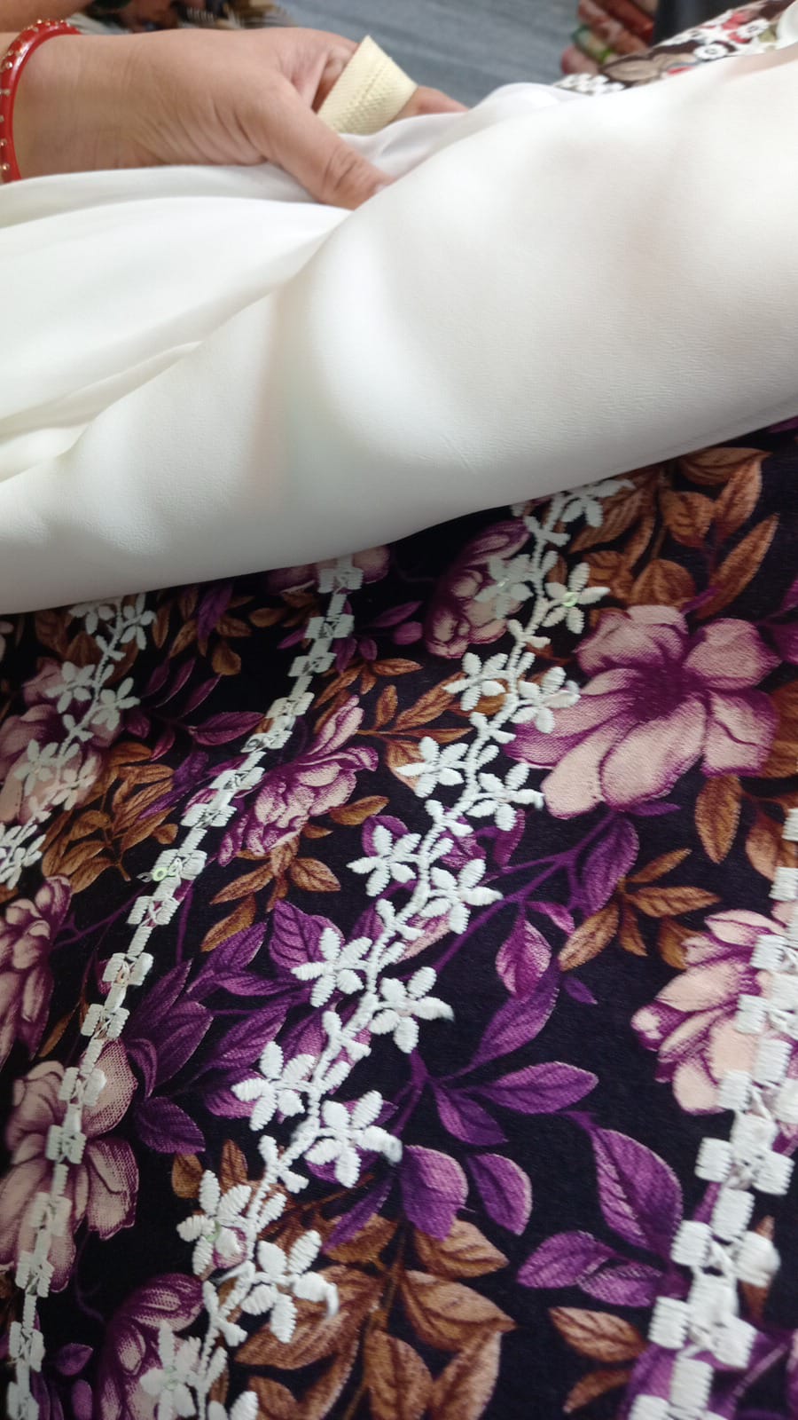 #24 Ivory Floral-Border Georgette