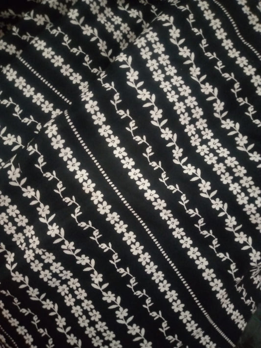 #41 Black Floral Vine Cotton